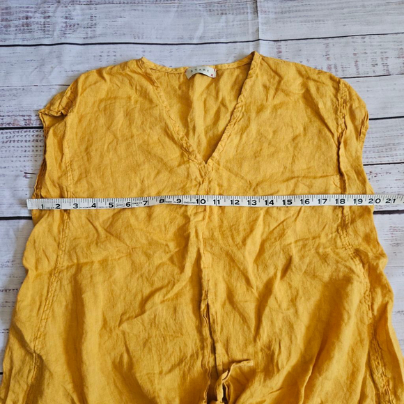 Stark X Yellow Linen Sleeveless 100% Linen Tie Front V Neckline Blouse Womens XS - Picture 5 of 5